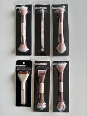 Sassy + Chic Makeup Brush Lot 6-Piece Double Ended & Contour Brushes NEW
